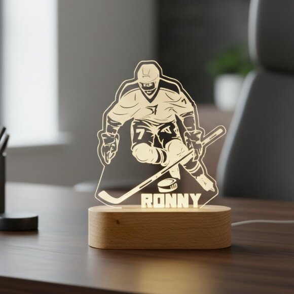 Hockey Night Light – Personalized LED Sports Room Lamp - Picture 8 of 8